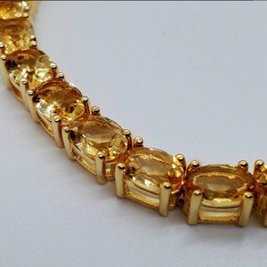 OVAL CITRINE 18K YELLOW GOLD OVER STERLING TENNIS BRACELET 18CT